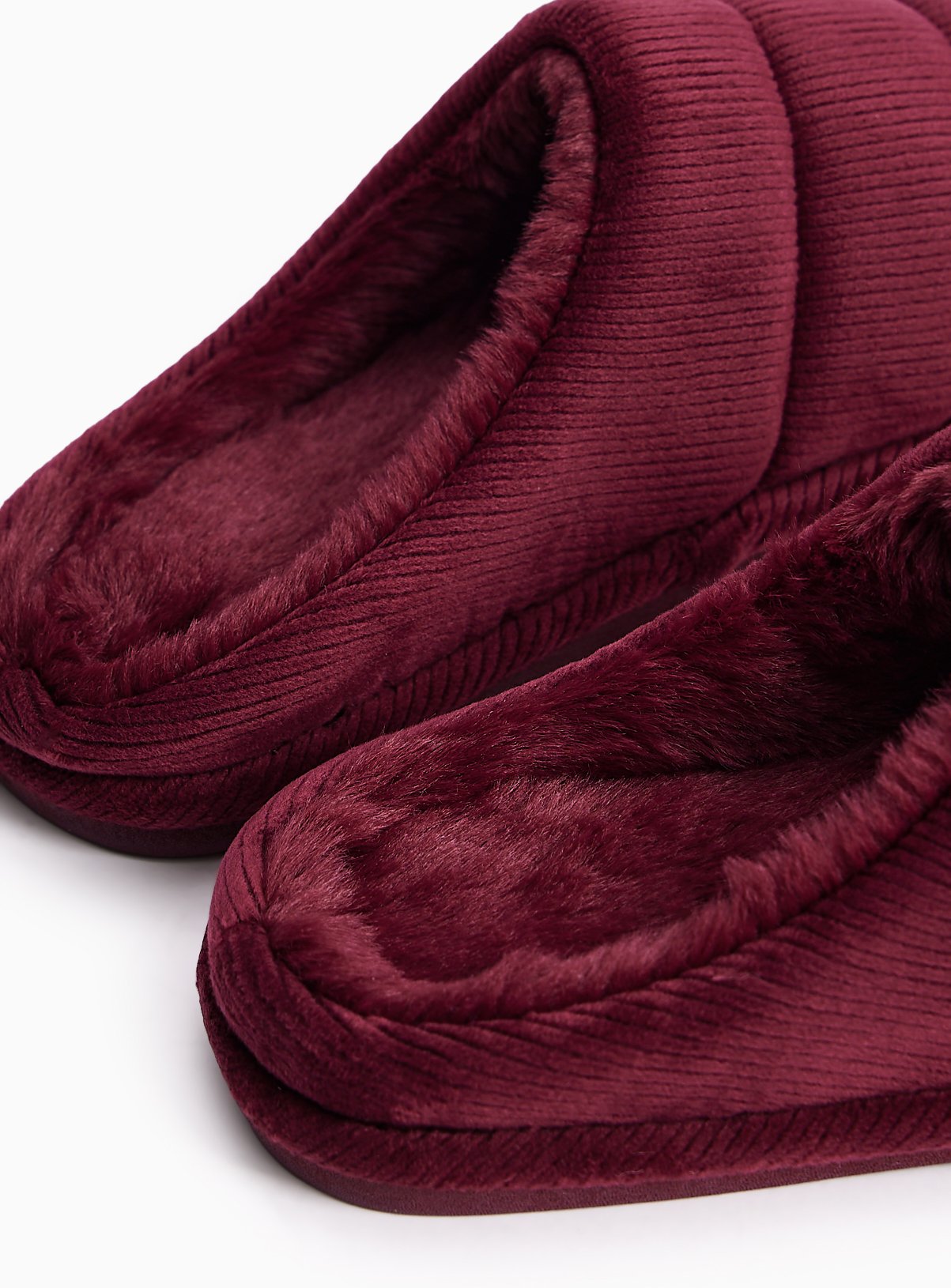 Berry Red Rib Velour Mule Slippers S - Image 4 thumbnail